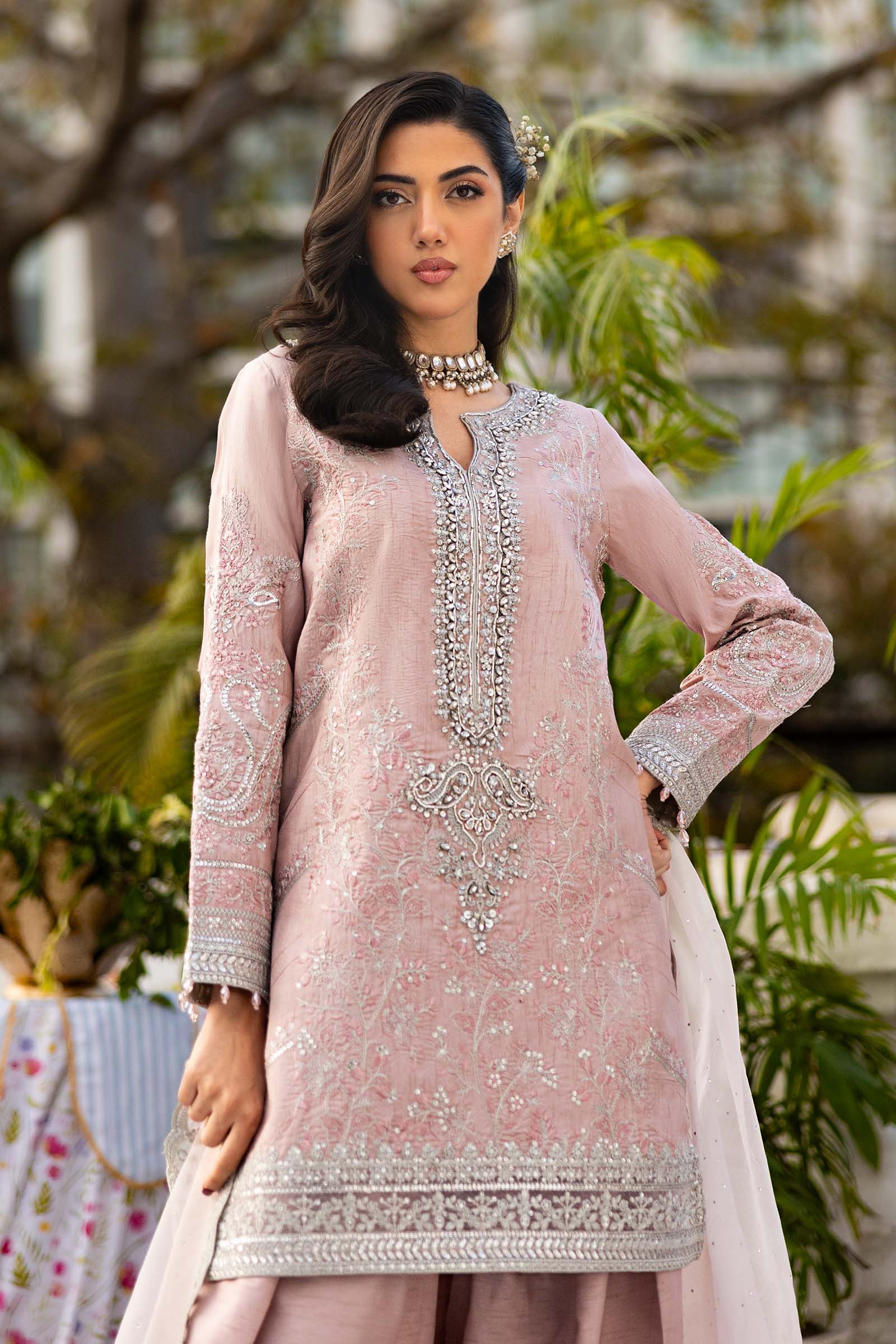 Light Pink Embroidered Raw Silk 3-Piece Suit - Image 6