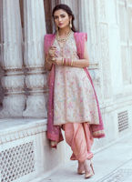 Peach Zari Dabka Raw Silk Salwar Kameez (3-Piece) - Image 2