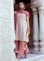 Peach Zari Dabka Raw Silk Salwar Kameez (3-Piece) - Image 3