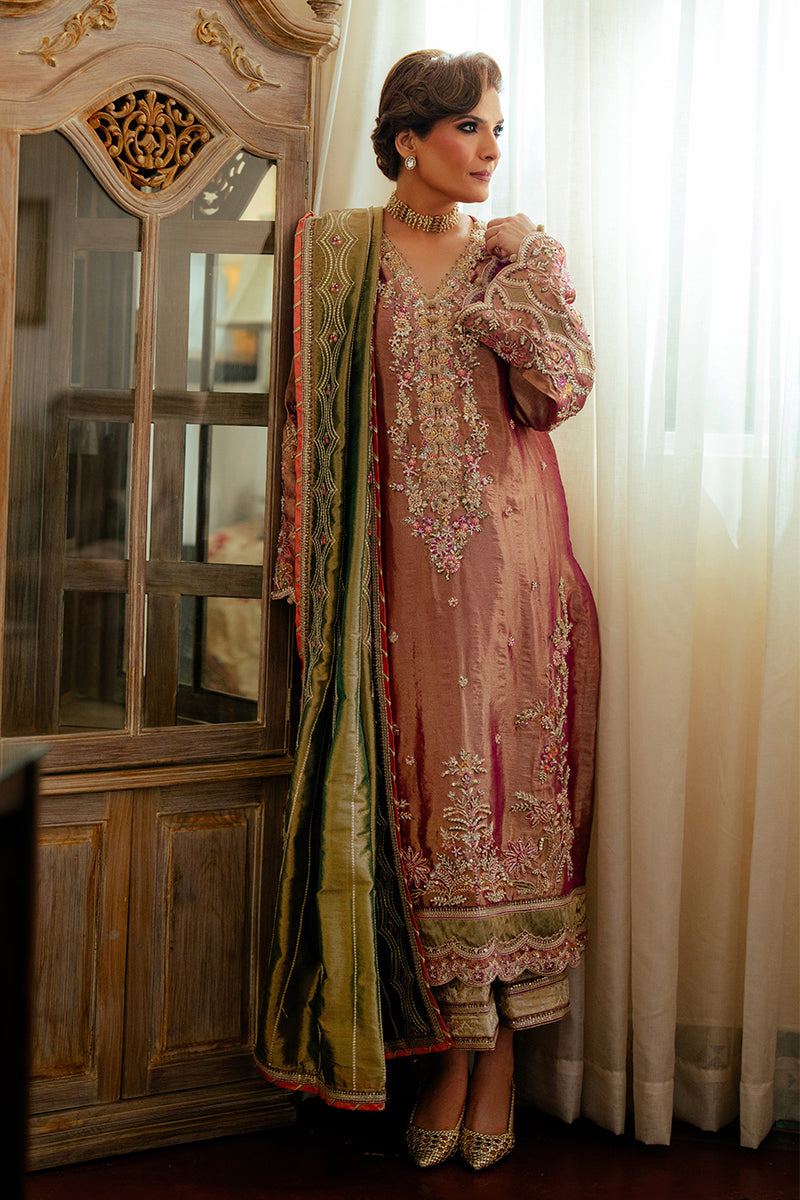 Pakistani Light Pink Zari Embroidered Satin Salwar Kameez (3-Piece) - Image 1