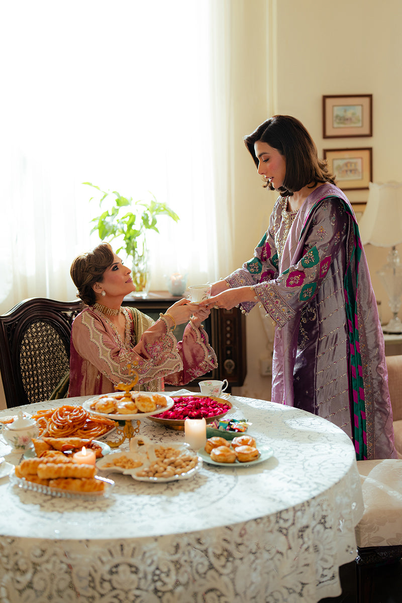 Pakistani Light Pink Zari Embroidered Satin Salwar Kameez (3-Piece) - Image 11