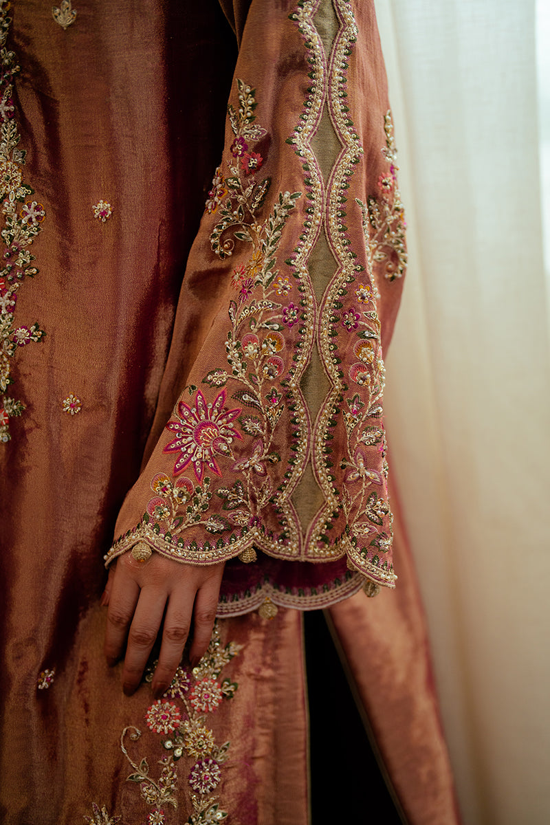 Pakistani Light Pink Zari Embroidered Satin Salwar Kameez (3-Piece) - Image 7