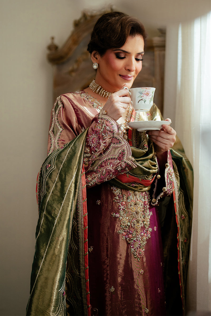 Pakistani Light Pink Zari Embroidered Satin Salwar Kameez (3-Piece) - Image 9