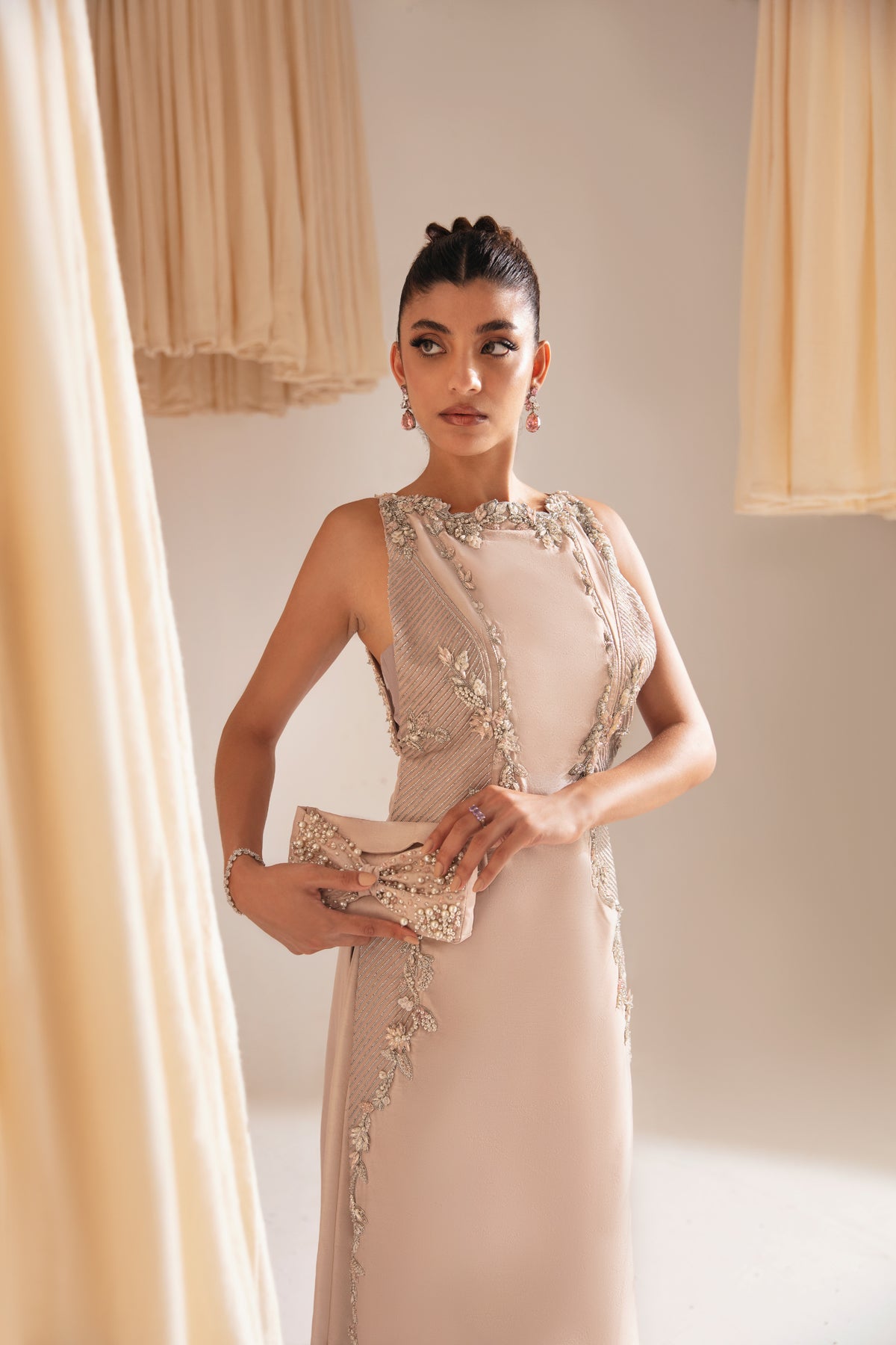 Pale Blush Hand-Embellished Silk-Blend Salwar Kameez (2-Piece) - Image 5