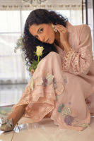 Pakistani Blush 3D Appliqué Silk Net Salwar Kameez (3-Piece) - Image 6