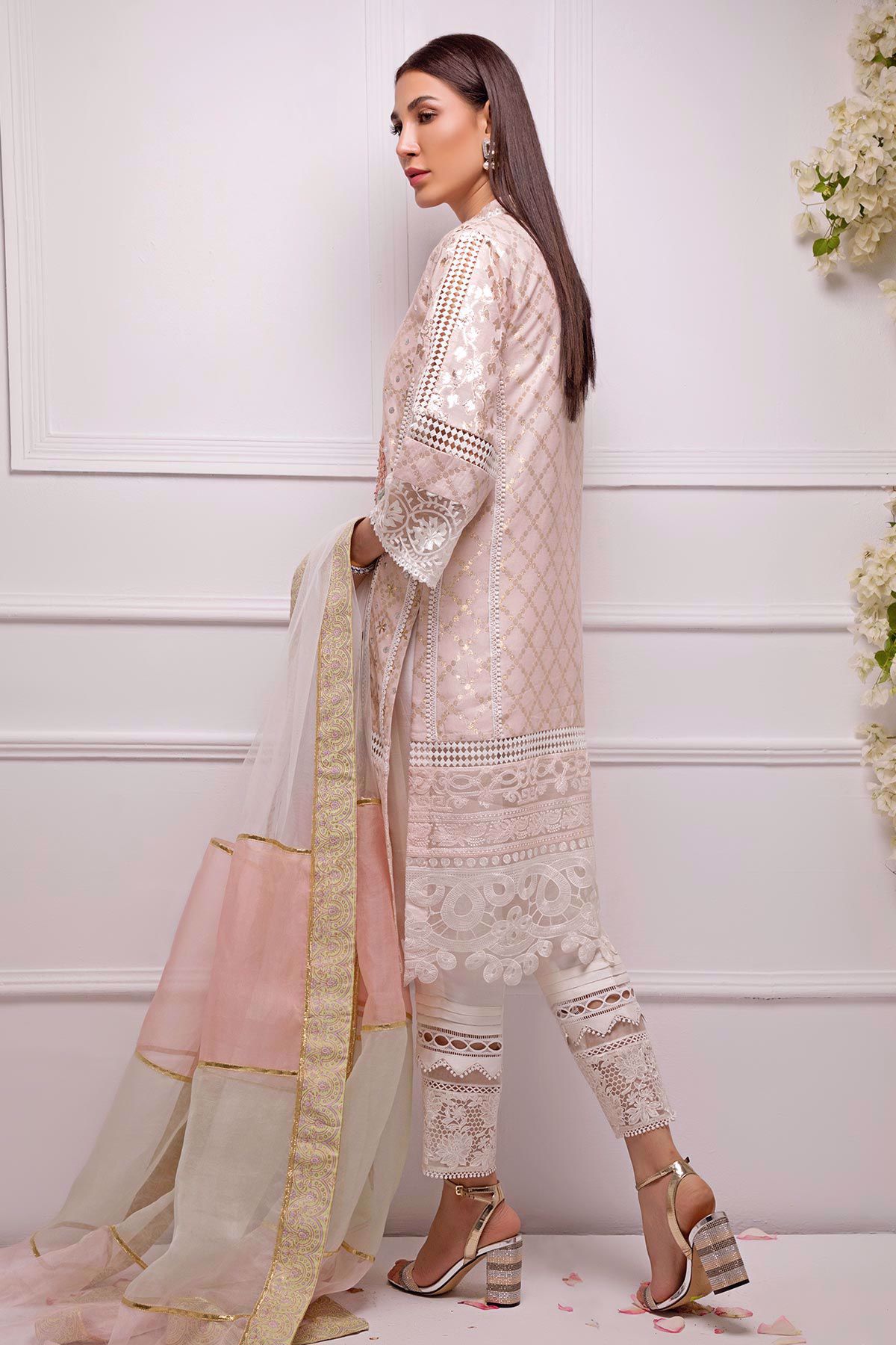 Blush Kaamdani Silk Net Salwar Kameez (3-Piece) - Image 4