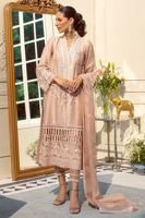 Salmon Mirror Embroidered Silk Net Salwar Kameez (3-Piece) - Image 1