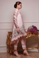 Pakistani Pastel Pink Embroidered Silk Net Salwar Kameez (3-Piece) - Image 5