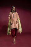 Pakistani Peach Hand-Embellished Silk Net Salwar Kameez (3-Piece) - Image 3