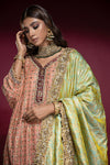 Pakistani Peach Hand-Embellished Silk Net Salwar Kameez (3-Piece) - Image 5