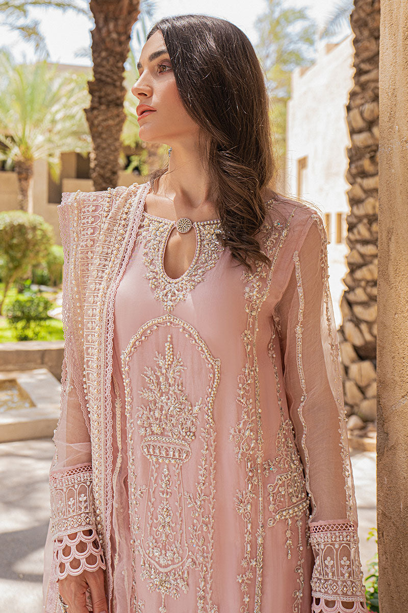 Pakistani Chalk Pink Embroidered Silk Organza Salwar Kameez (3-Piece) - Image 5