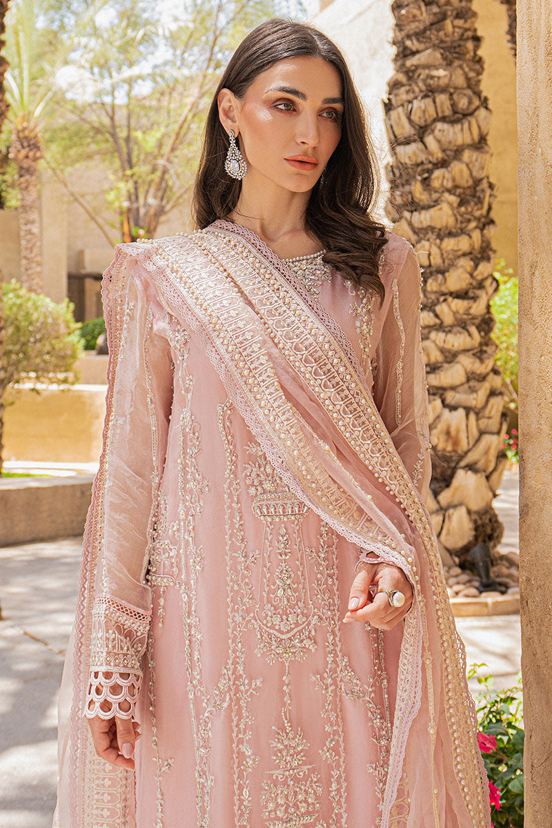 Pakistani Chalk Pink Embroidered Silk Organza Salwar Kameez (3-Piece) - Image 8