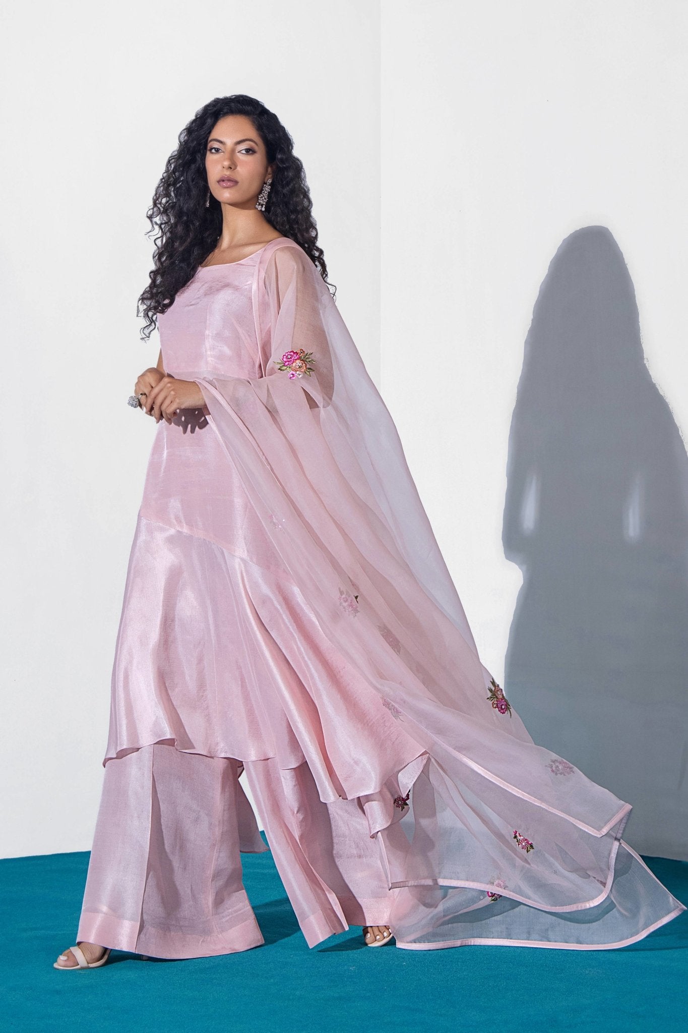 Blush Pink Embroidered Pure Silk Salwar Kameez (3-Piece) - Image 8