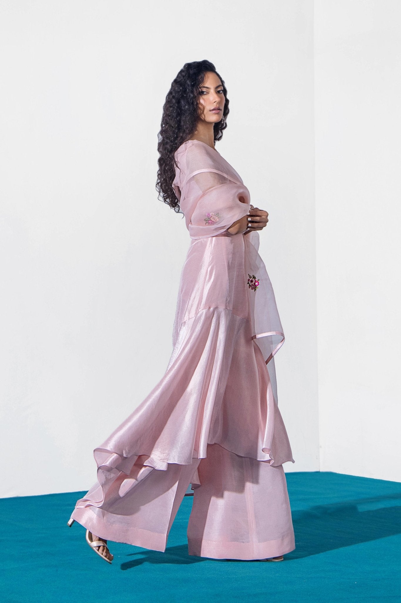 Blush Pink Embroidered Pure Silk Salwar Kameez (3-Piece) - Image 9