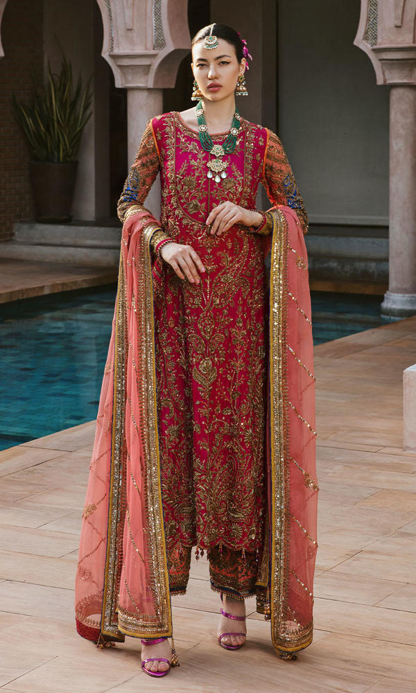 Magenta Handworked Silk Salwar Kameez (3-Piece) - Image 2