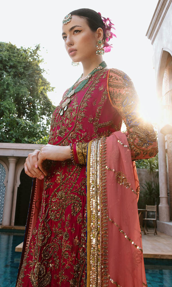 Magenta Handworked Silk Salwar Kameez (3-Piece) - Image 3