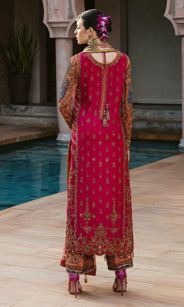 Magenta Handworked Silk Salwar Kameez (3-Piece) - Image 4