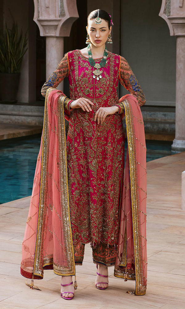 Magenta Handworked Silk Salwar Kameez (3-Piece) - Image 5