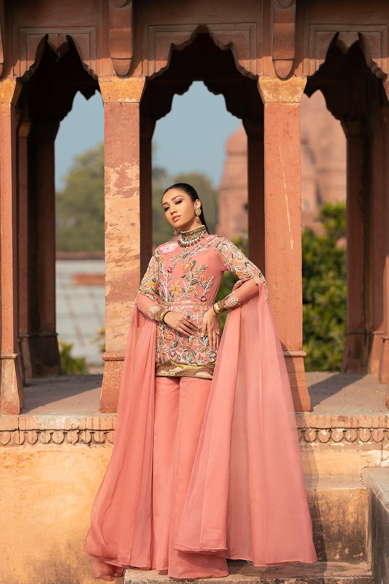 Pakistani Ice Pink Embroidered Pure Silk Salwar Kameez (2-Piece) - Image 2