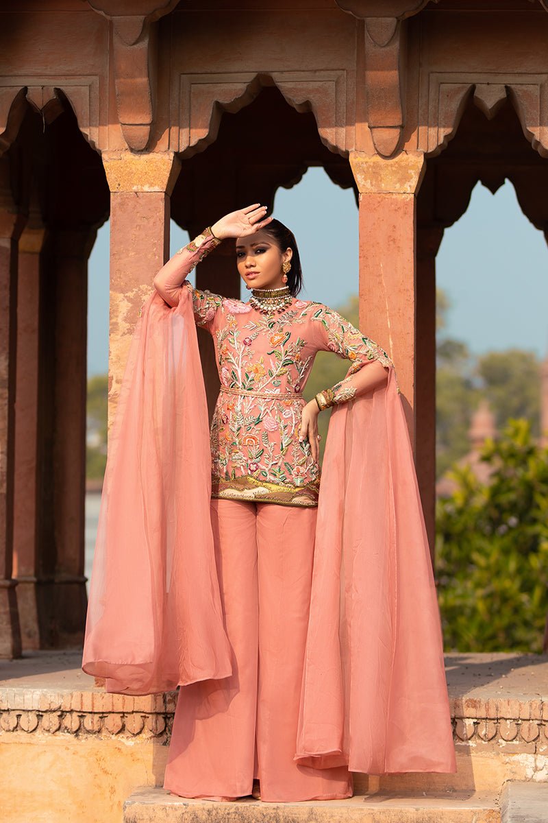 Pakistani Ice Pink Embroidered Pure Silk Salwar Kameez (2-Piece) - Image 5
