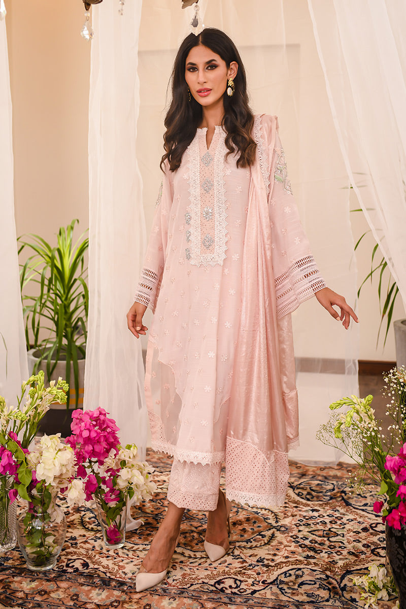 Blush Pink Embellished Silk Salwar Kameez (3-Piece) - Image 1