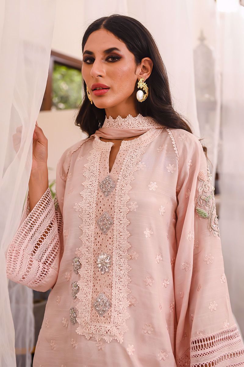Blush Pink Embellished Silk Salwar Kameez (3-Piece) - Image 8