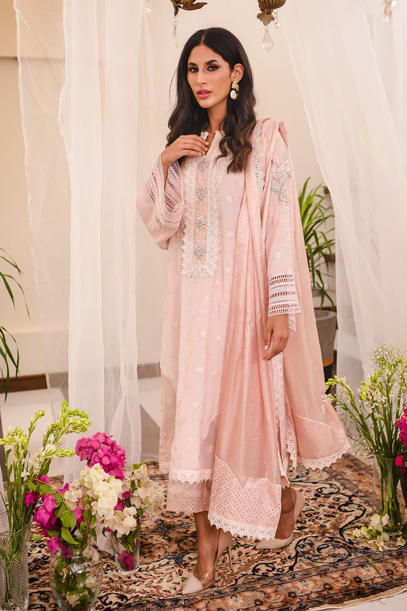 Blush Pink Embellished Silk Salwar Kameez (3-Piece) - Image 9