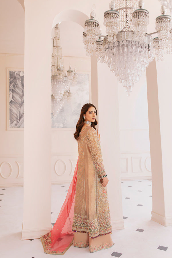 Pakistani Pink Hand-Embellished Tissue Salwar Kameez (3-Piece) - Image 2