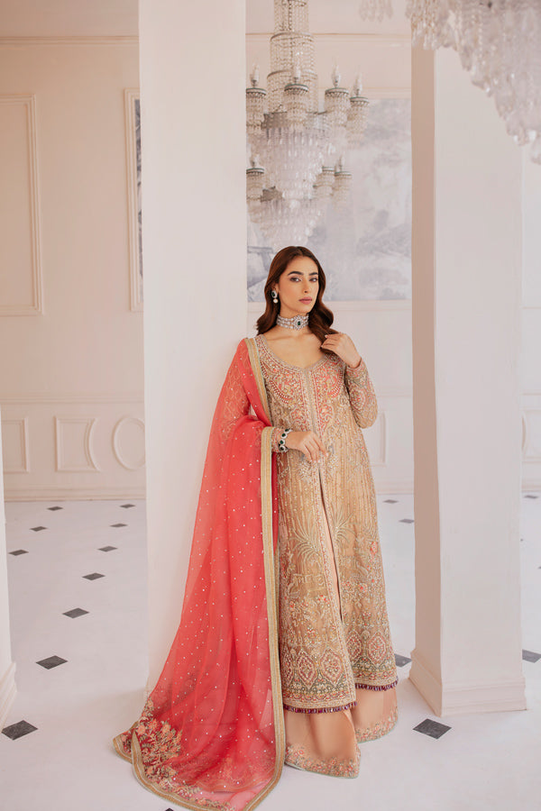 Pakistani Pink Hand-Embellished Tissue Salwar Kameez (3-Piece) - Image 3