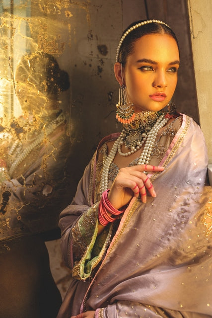 Blush Pink Hand-Embellished Tissue Silk Salwar Kameez (3-Piece) - Image 3