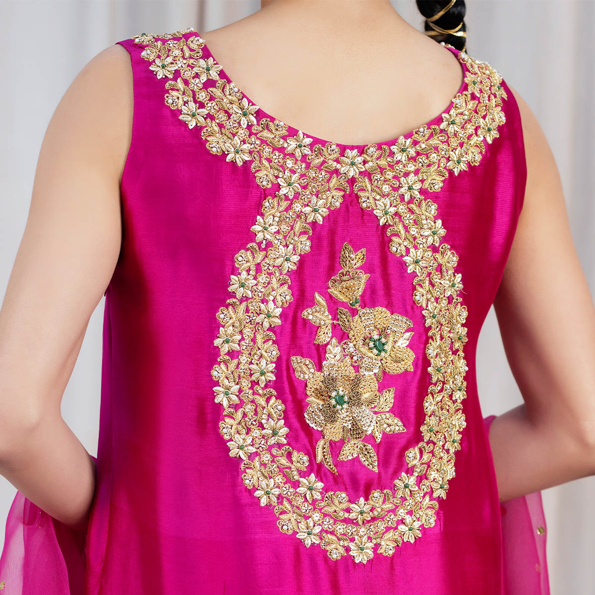 Raani Pink Embellished Tissue Silk Long Shirt (3-Piece) - Image 2