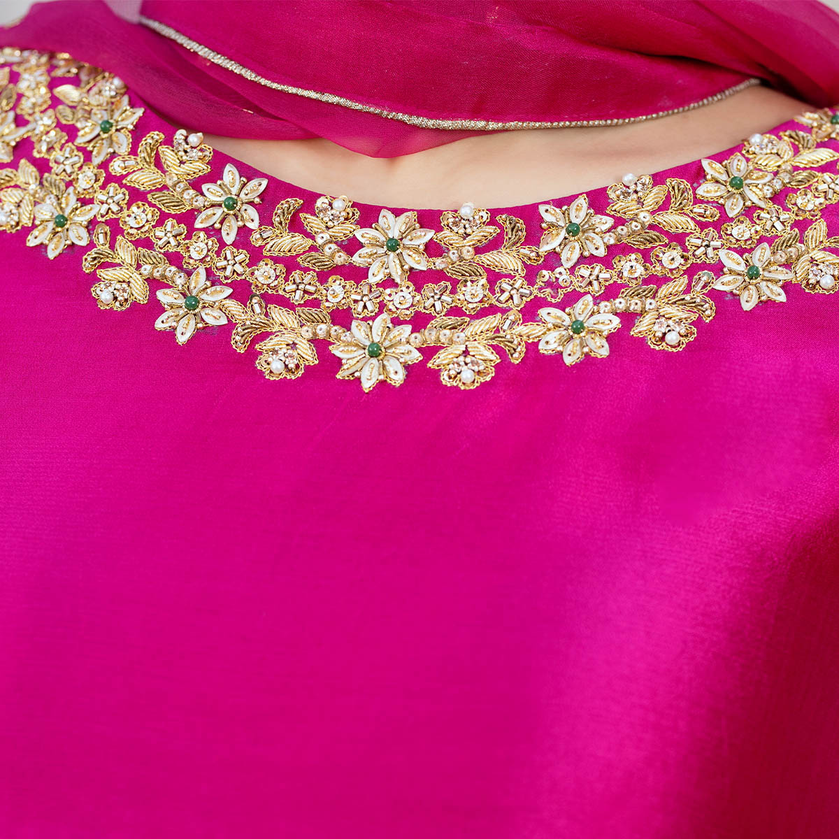 Raani Pink Embellished Tissue Silk Long Shirt (3-Piece) - Image 6