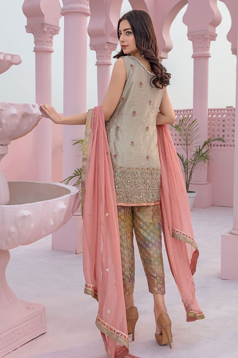Sandstone Zardozi Tissue Salwar Kameez (3-Piece) - Image 3