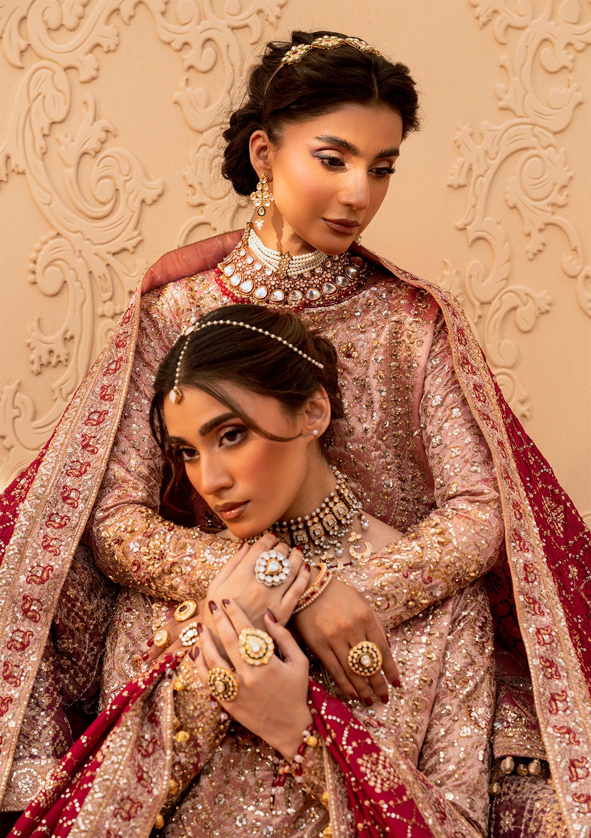 Blush Pink Embellished Tissue Salwar Kameez (3-Piece) - Image 7