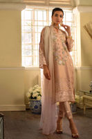 Peach Zari Khaadi Net Embroidered Salwar Kameez (3-Piece) - Image 3