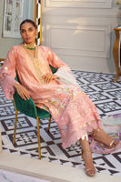Pakistani Peach Zari Net Salwar Kameez (3-Piece) - Image 3