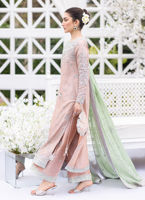Pastel Pink Embellished Zari Silk Kurta (3-Piece) - Image 3
