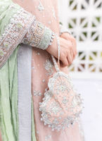 Pastel Pink Embellished Zari Silk Kurta (3-Piece) - Image 5