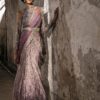 Mauve Embroidered Chantilly & Organza Saree (3-Piece) - Image 3