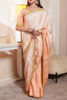 Pakistani Peach Ombre Hand-Embellished Pure Charmeuse Saree (2-Piece) - Image 2