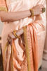 Pakistani Peach Ombre Hand-Embellished Pure Charmeuse Saree (2-Piece) - Image 6
