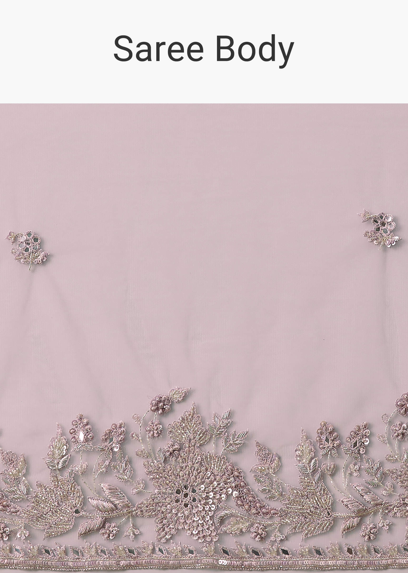 Indian Blush Pink Embroidered Net Saree (2-Piece) - Image 8