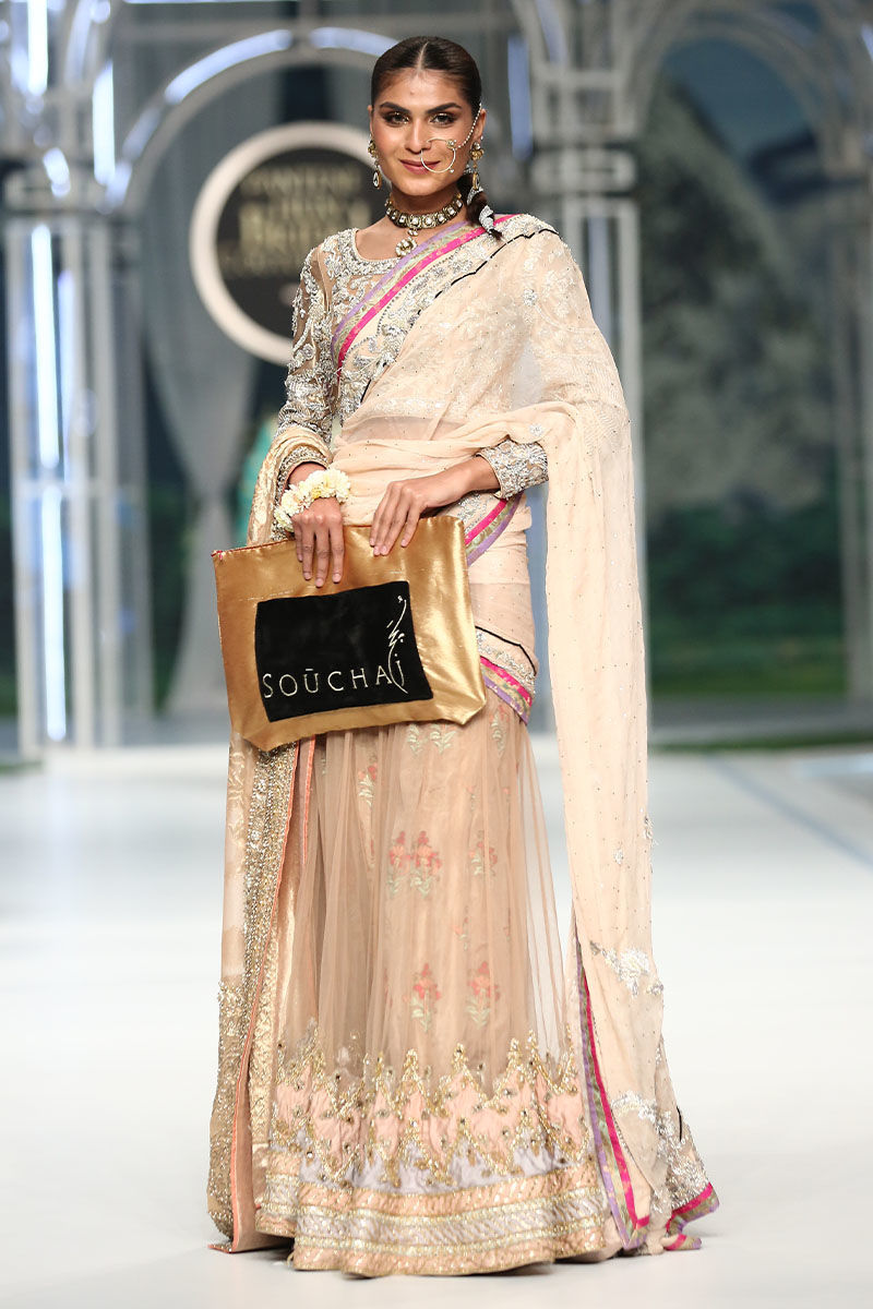 Pink Embellished Net Lehnga Saree (2-Piece) - Image 1