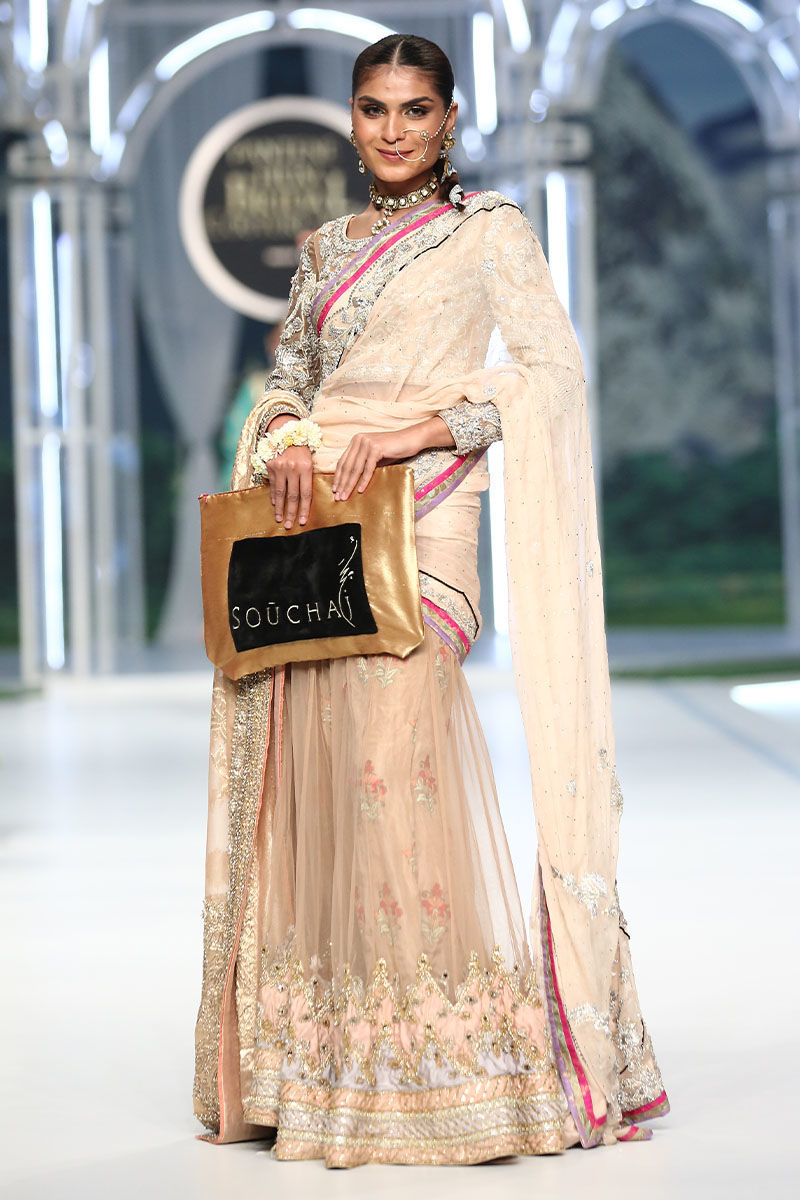 Pink Embellished Net Lehnga Saree (2-Piece) - Image 3