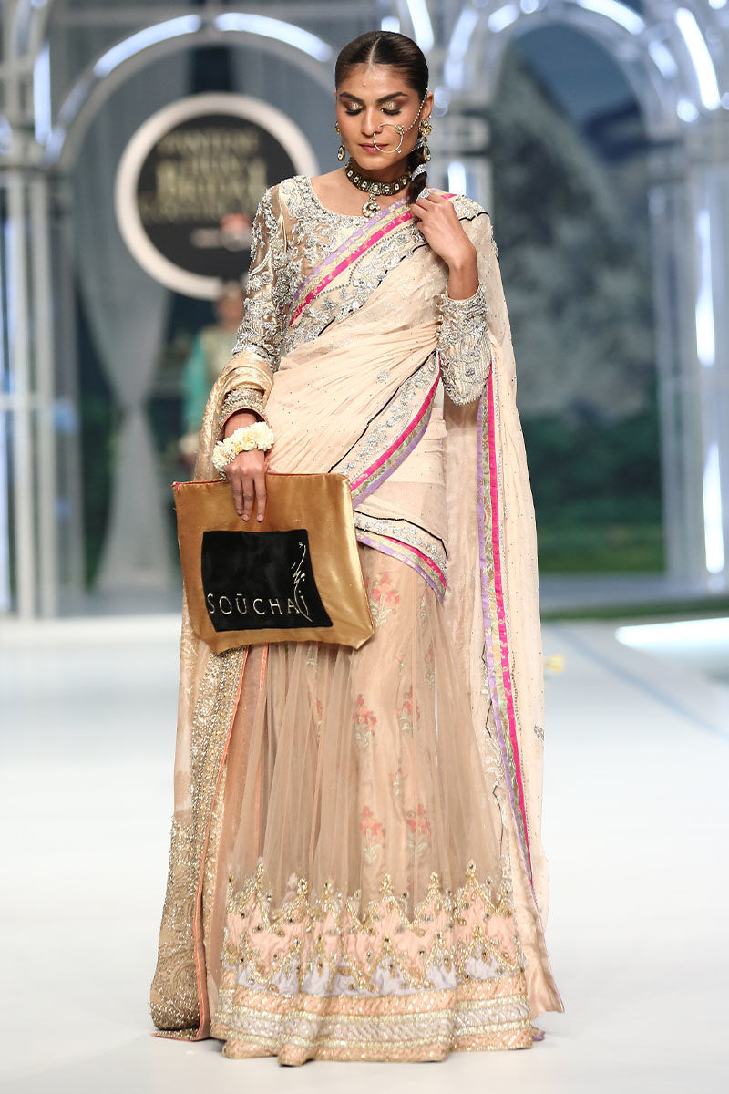 Pink Embellished Net Lehnga Saree (2-Piece) - Image 4