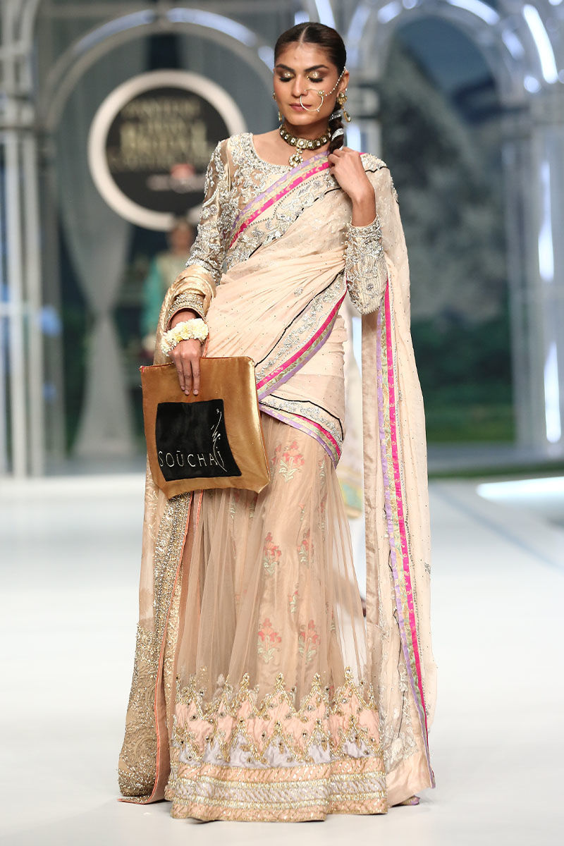 Pink Embellished Net Lehnga Saree (2-Piece) - Image 5