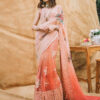 Peach Hand-Painted Organza Saree (2-Piece) - Image 2