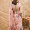 Peach Hand-Painted Organza Saree (2-Piece) - Image 3