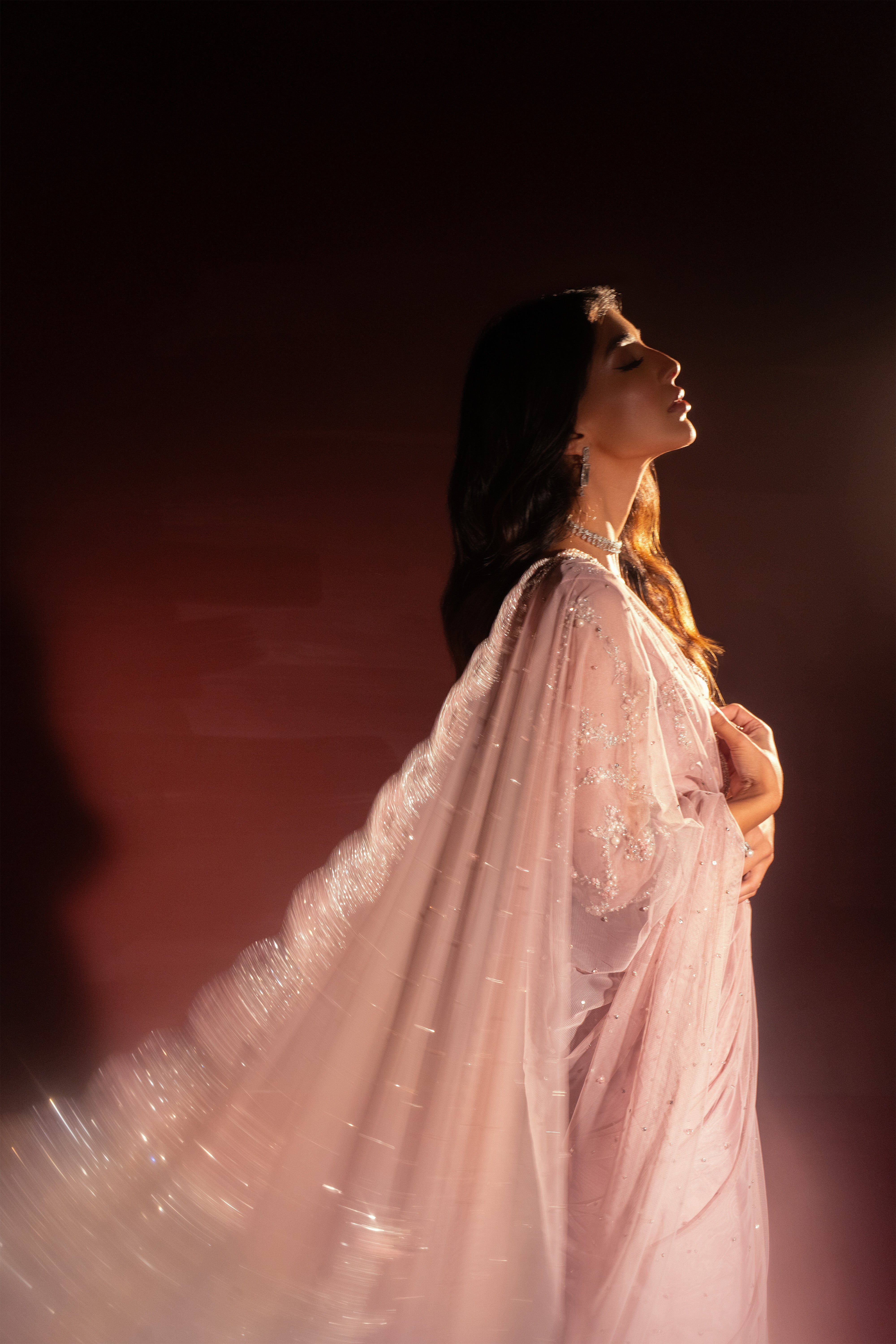 Blush Pink Embellished Raw Silk Saree (3-Piece) - Image 13