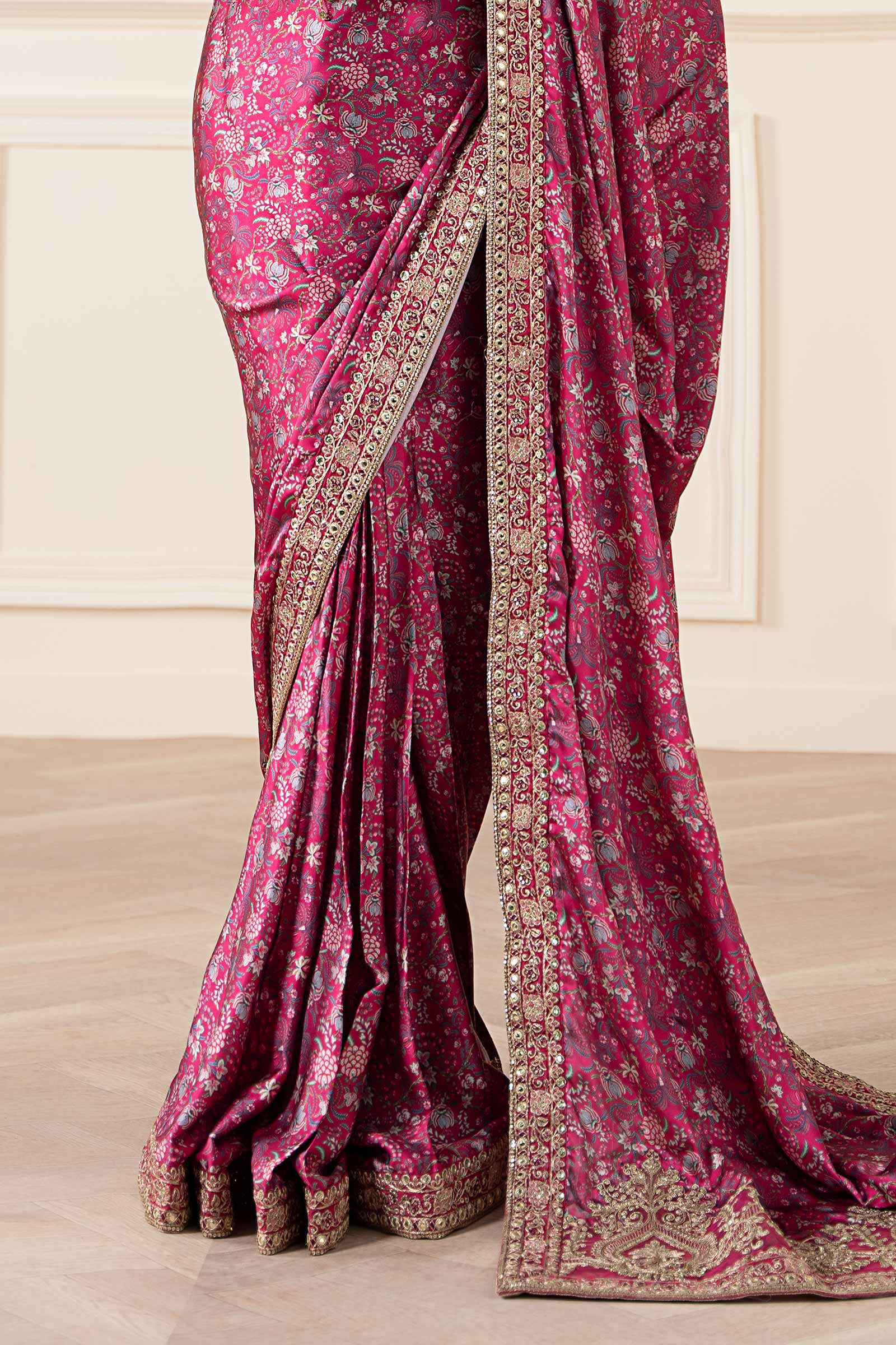 Pink Embroidered Silk Saree with Organza Blouse (3-Piece) - Image 6